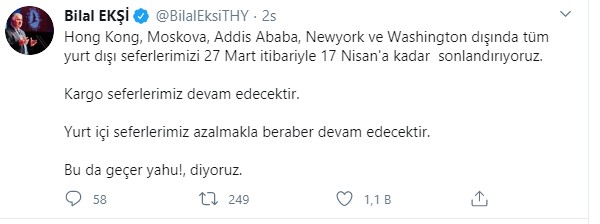 THY yurt dışı uçuşları açıklaması